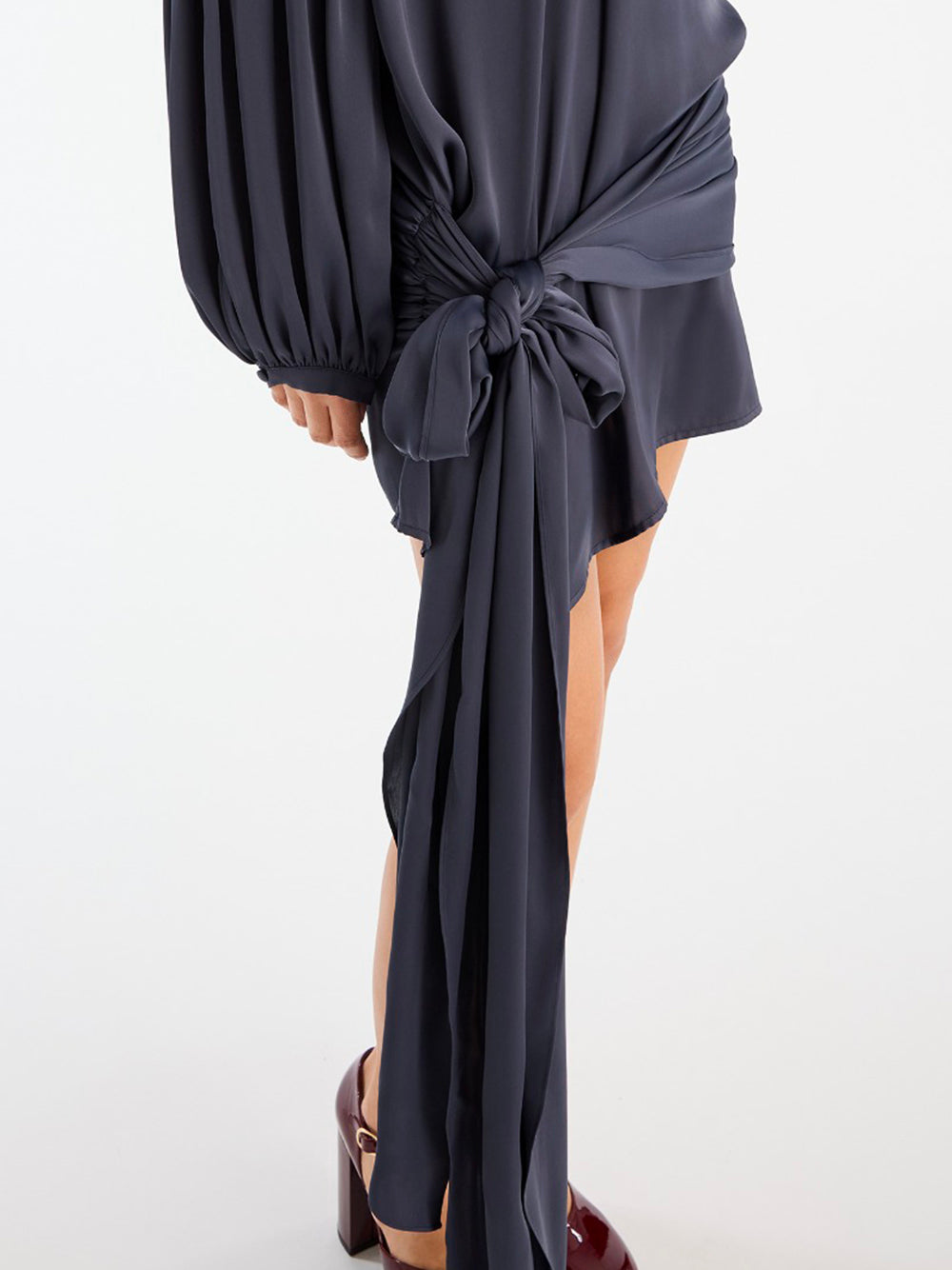 ROTATE-SATIN STRAP TIE DRESS-1146201192 1192 GRAPHITE