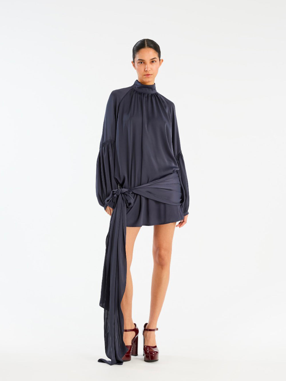 ROTATE-SATIN STRAP TIE DRESS-1146201192 1192 GRAPHITE