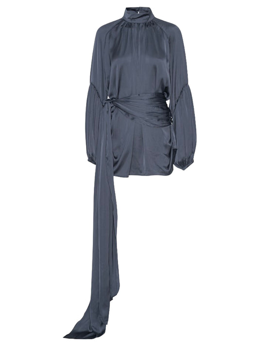 ROTATE-SATIN STRAP TIE DRESS-1146201192 1192 GRAPHITE