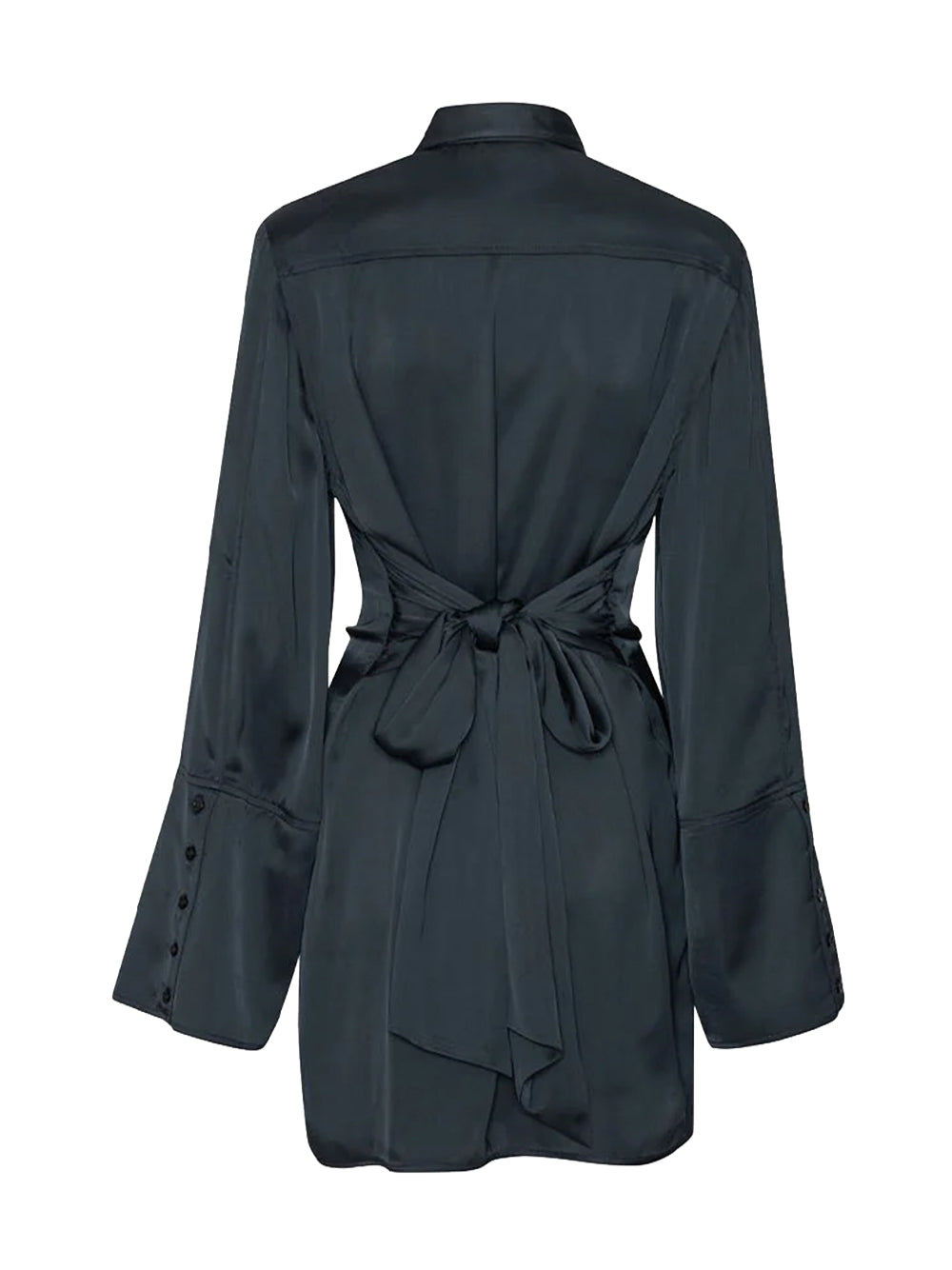 ROTATE-SATIN TIE SHIRT DRESS-1151082318 2318 SKY CAPTAIN BLUE