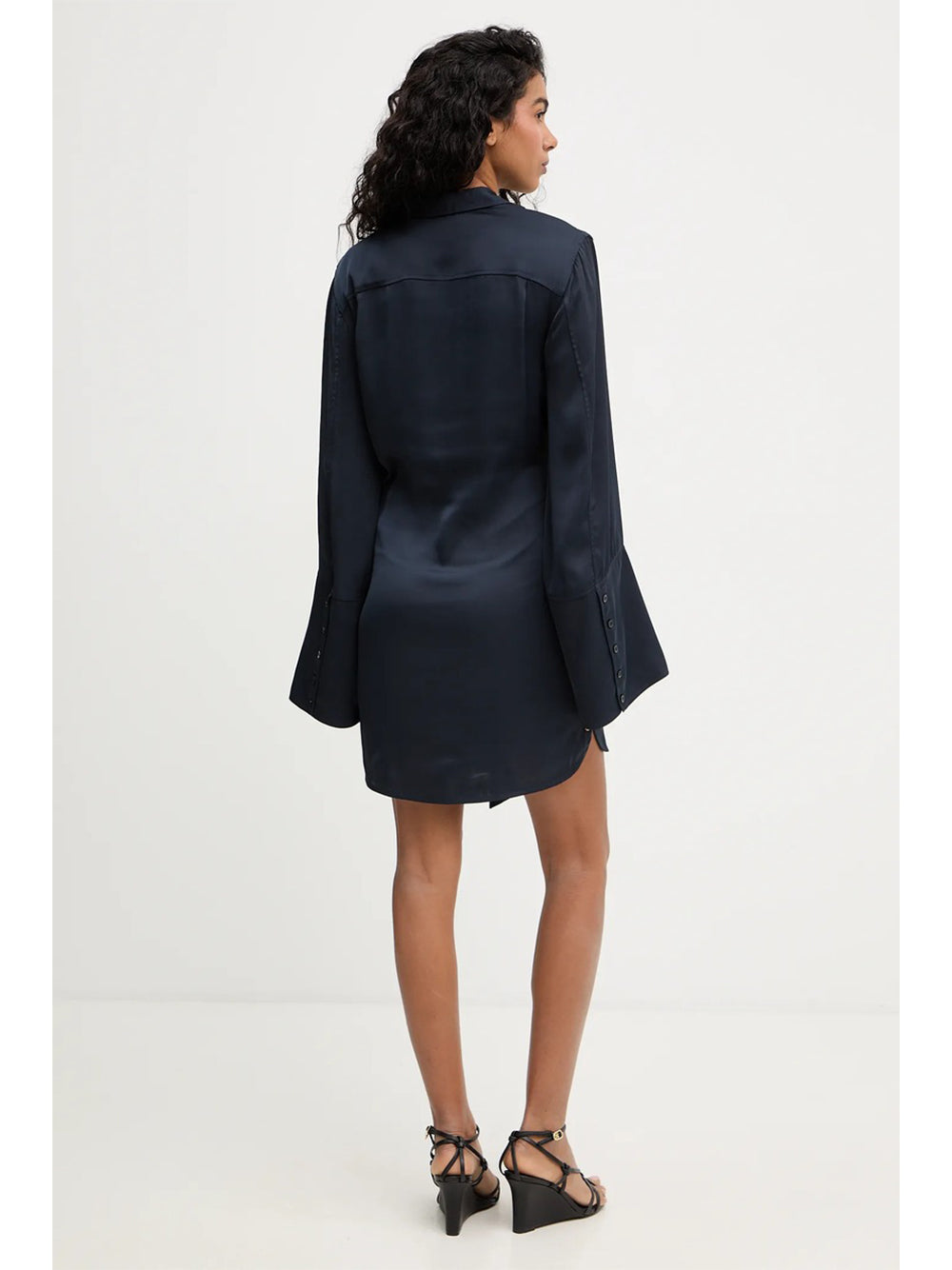 ROTATE-SATIN TIE SHIRT DRESS-1151082318 2318 SKY CAPTAIN BLUE