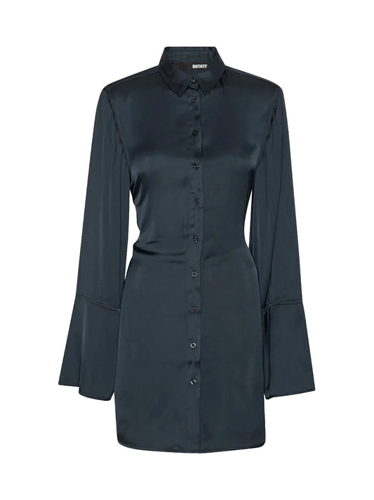 ROTATE-SATIN TIE SHIRT DRESS-1151082318 2318 SKY CAPTAIN BLUE