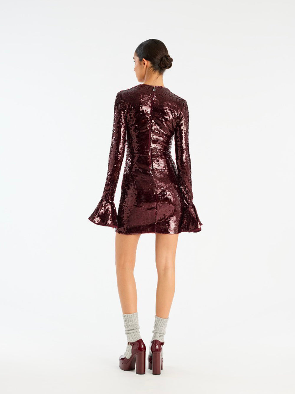 ROTATE-SEQUINS LS MINI DRESS-1146142734 2734 ZINFANDEL