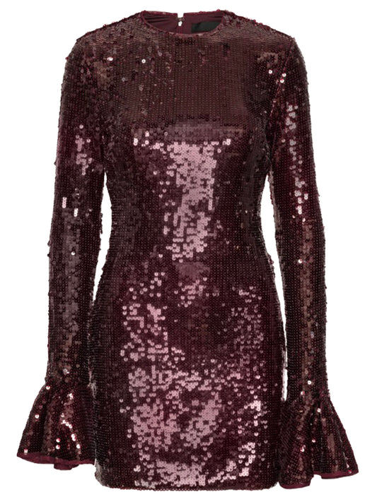 ROTATE-SEQUINS LS MINI DRESS-1146142734 2734 ZINFANDEL