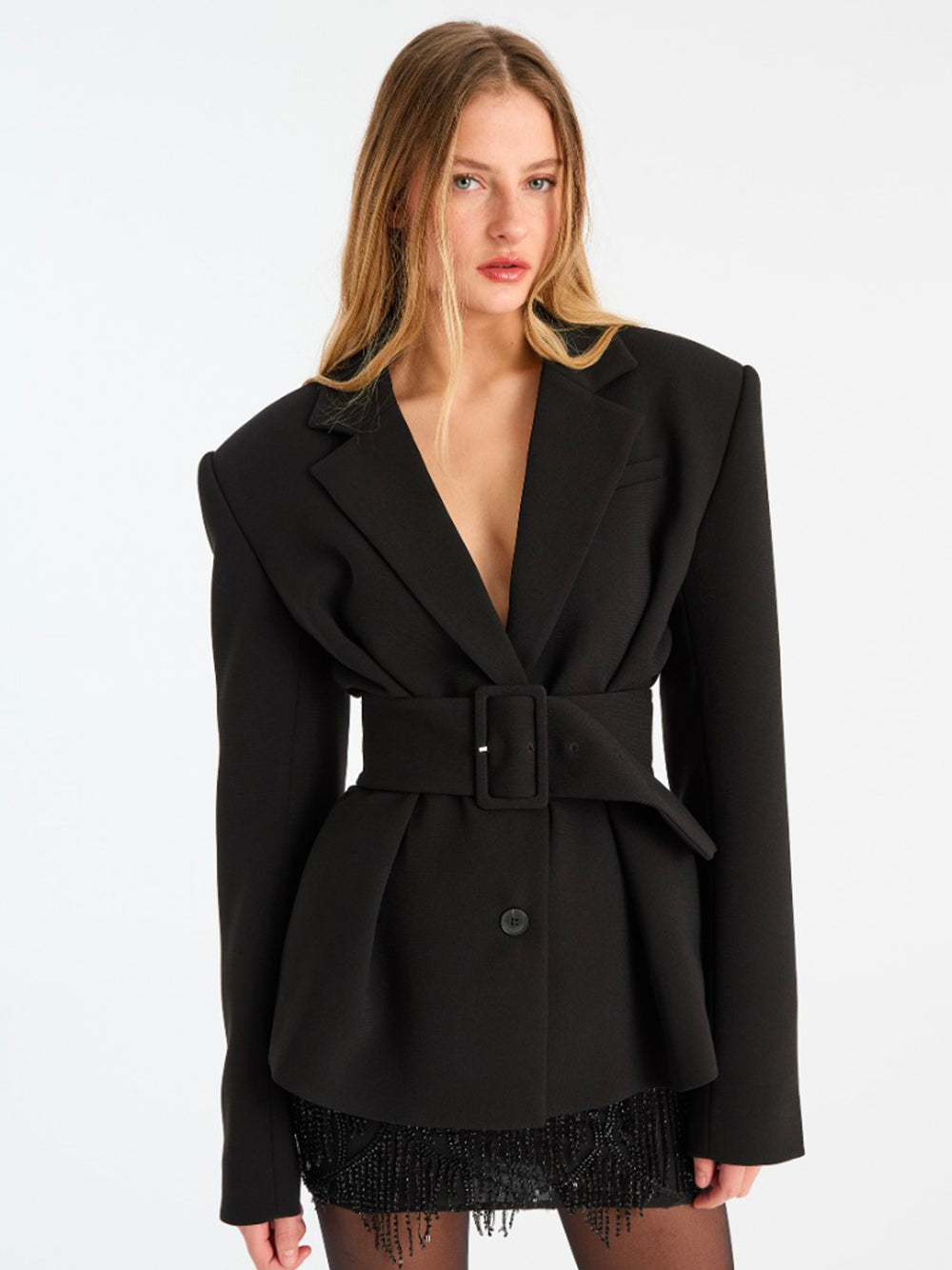 ROTATE-SUITING BELTED BLAZER-114825100 100 BLACK