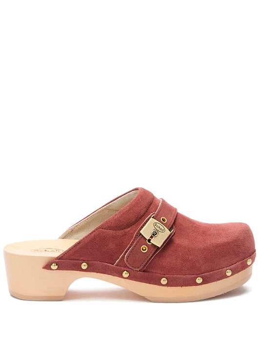 SCHOLL-PESCURA CLOG-F323261009 BRICK RED SUEDE