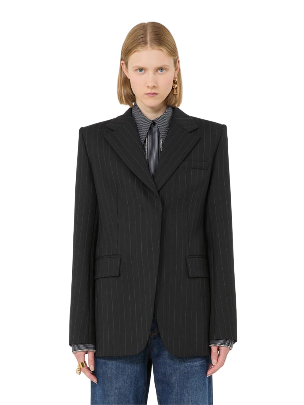 SPORTMAX-BLAZER IN LANA GESSATO-SPXADORATO 002 GESSATO