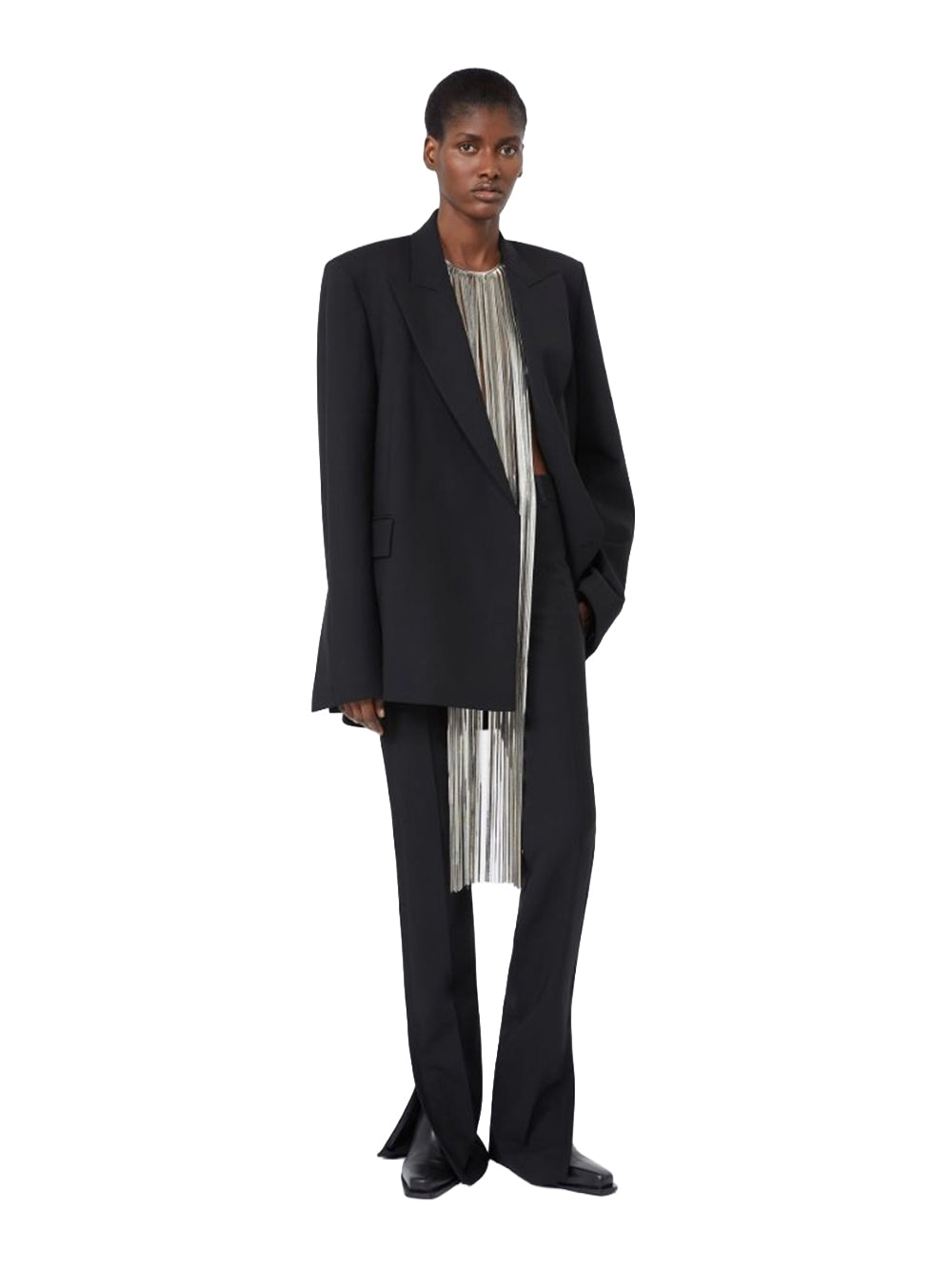 SPORTMAX-BLAZER IN LANA TECNICA-SPSGESTRO 001 NERO