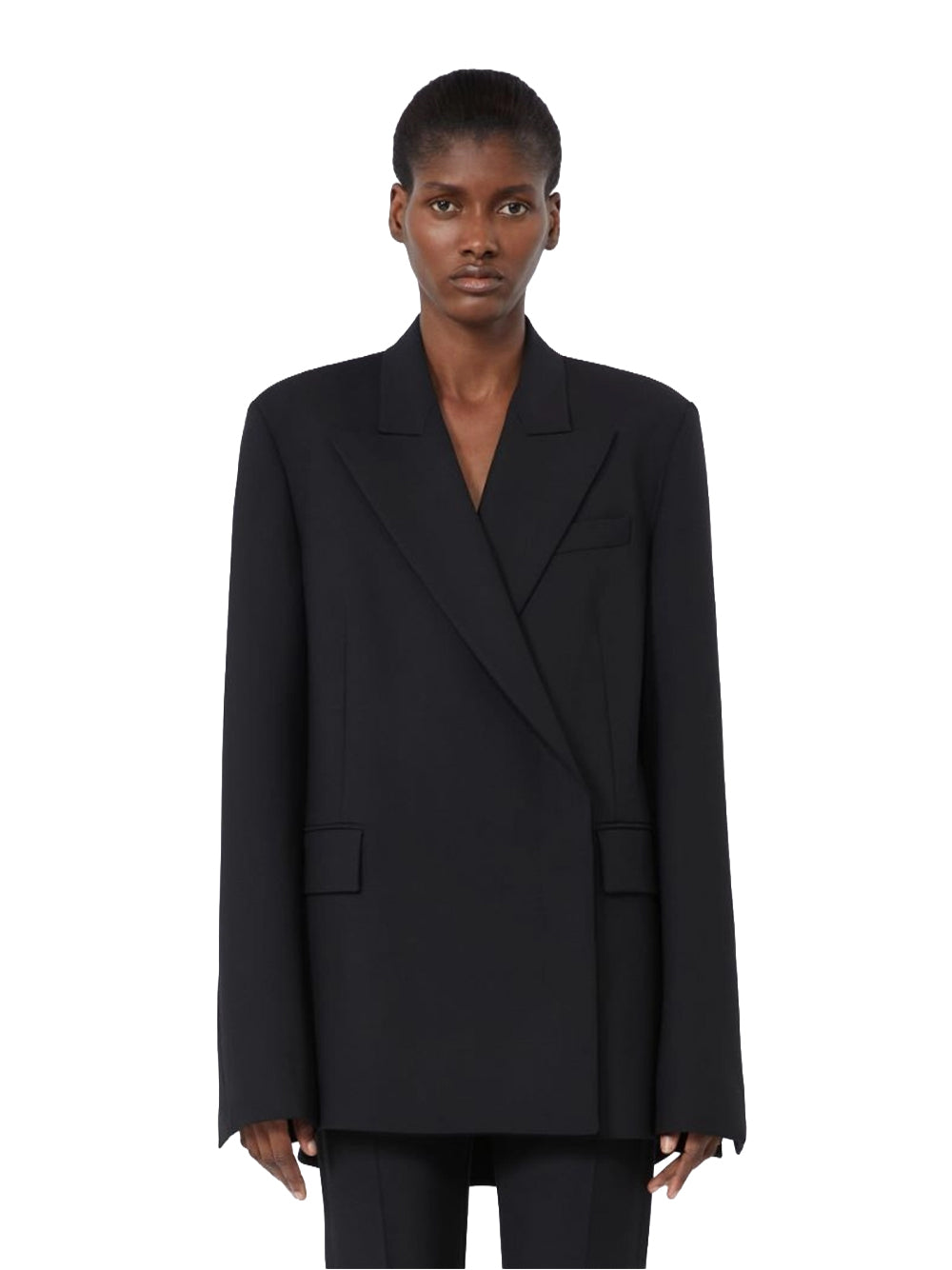 SPORTMAX-BLAZER IN LANA TECNICA-SPSGESTRO 001 NERO