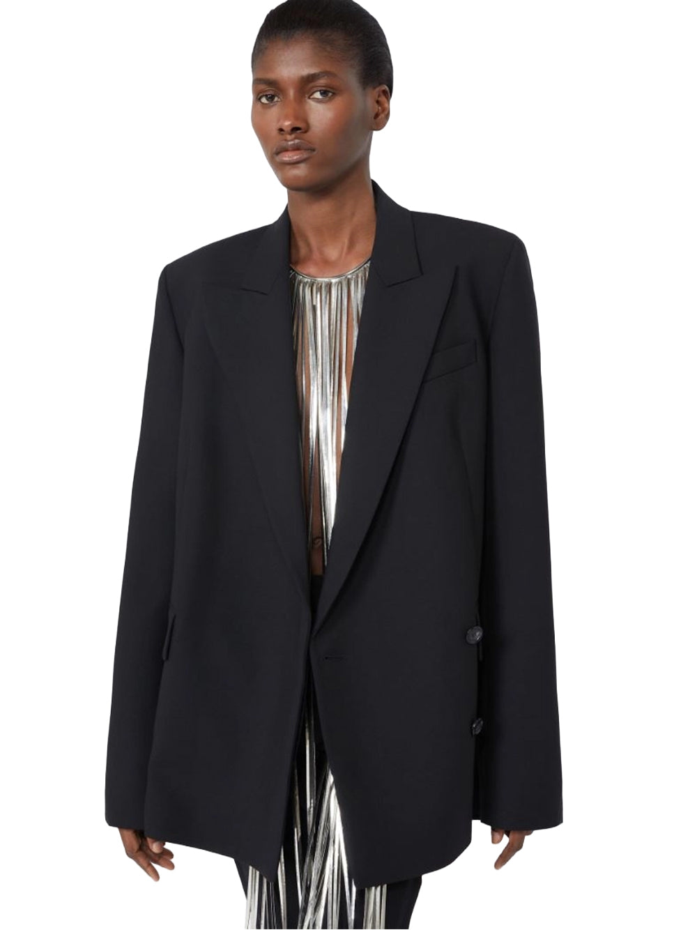 SPORTMAX-BLAZER IN LANA TECNICA-SPSGESTRO 001 NERO