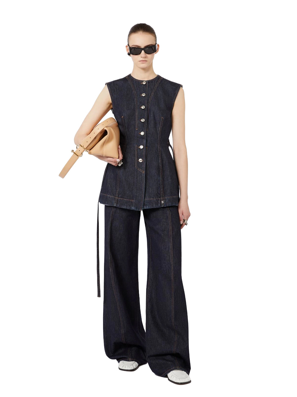 SPORTMAX-DOMINIO DENIM TOP-2612161015600 001 BLU NOTTE