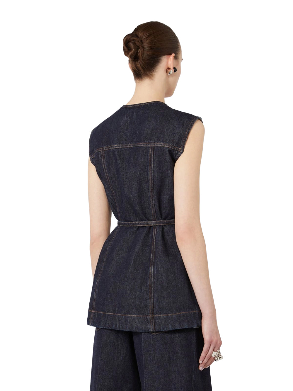 SPORTMAX-DOMINIO DENIM TOP-2612161015600 001 BLU NOTTE