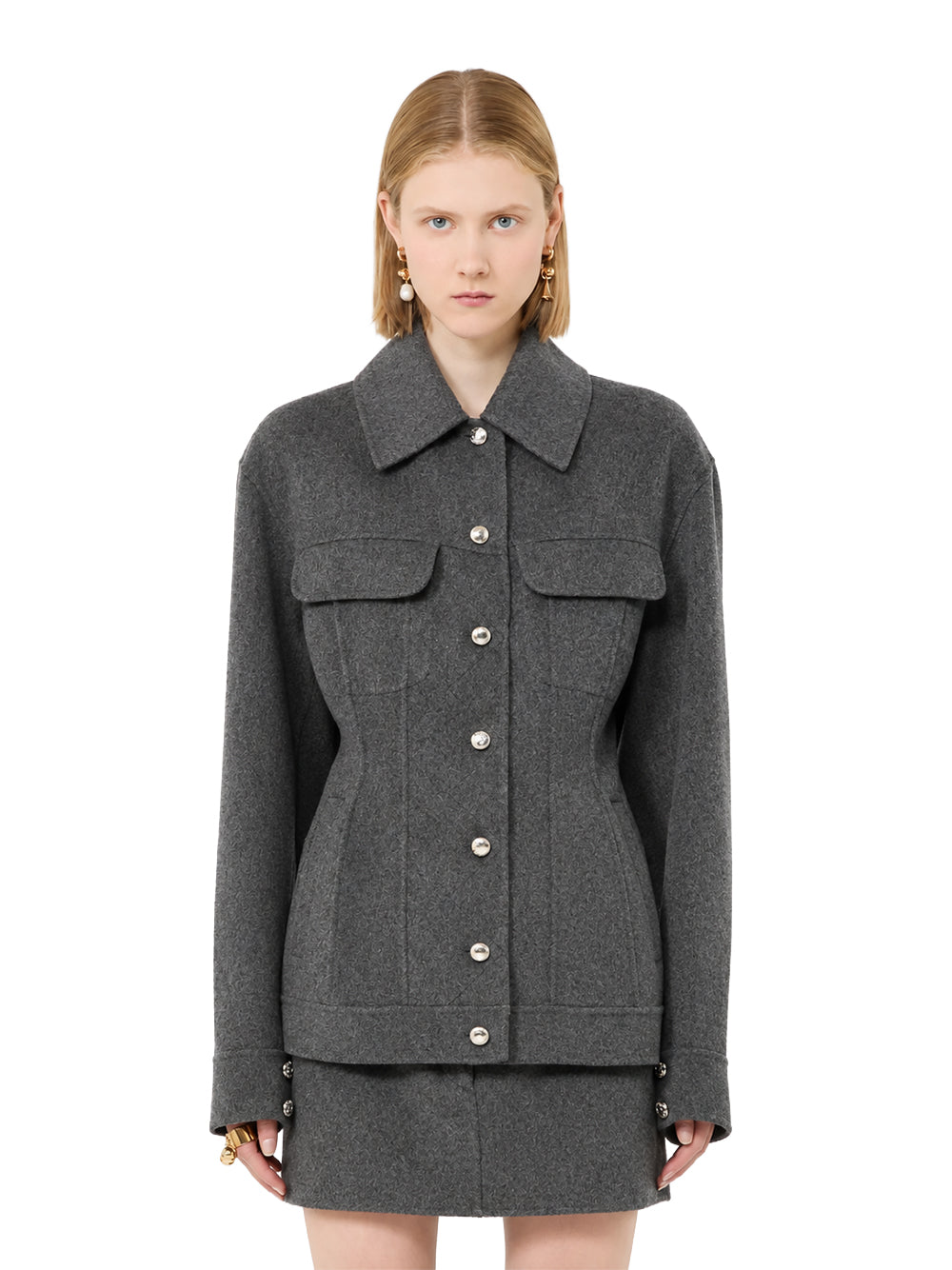 SPORTMAX-GIACCA IN PURA LANA-SPXCALCIO NERO