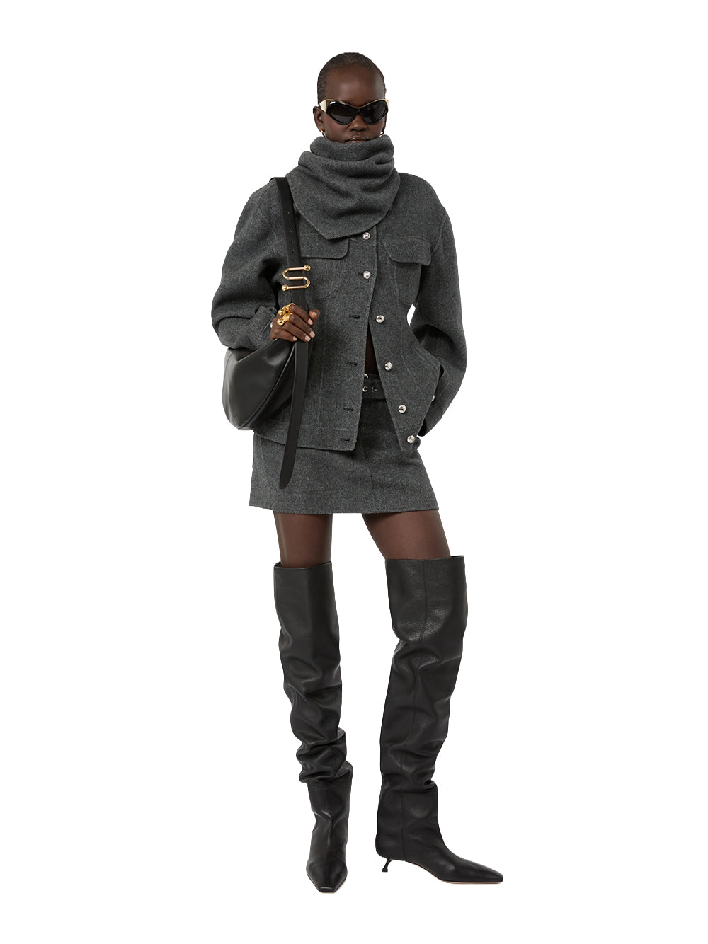 SPORTMAX-GONNA IN PURA LANA-SPXPARAGGI NERO