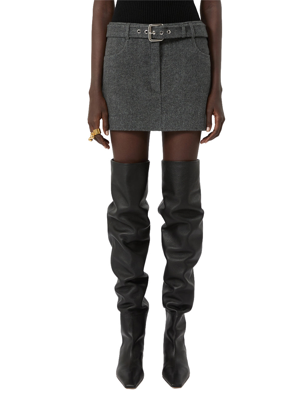SPORTMAX-GONNA IN PURA LANA-SPXPARAGGI NERO
