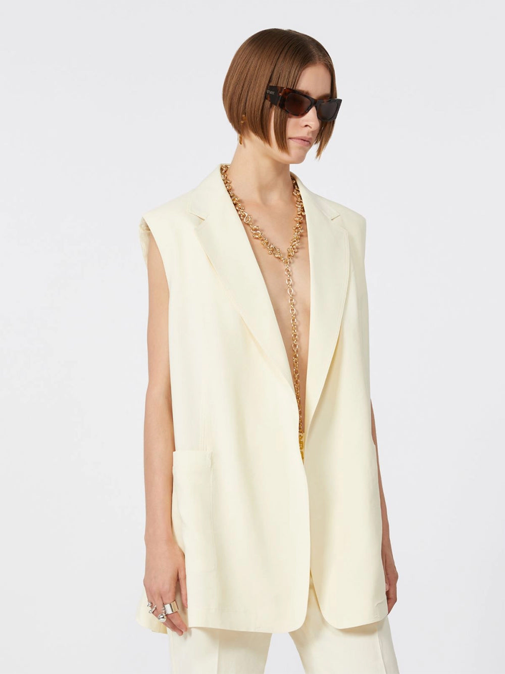 SPORTMAX-MAGGIO GILET-2612281012600 001 AVORIO