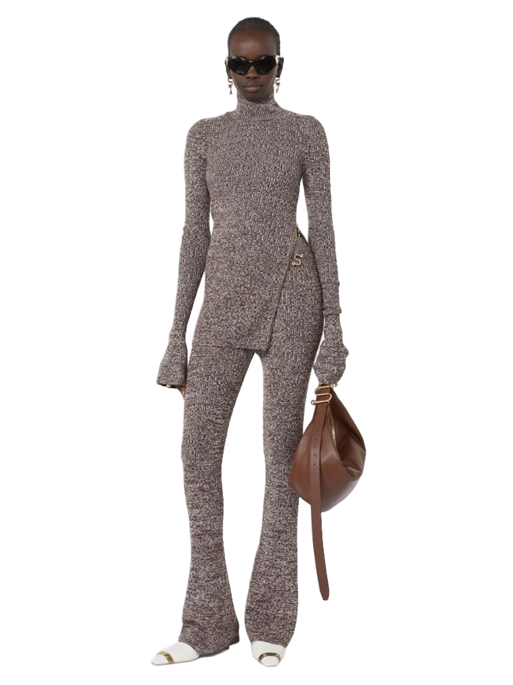 SPORTMAX-MAGLIA IN LANA STRETCH-SPXBOUQUET CIOCCOLATO