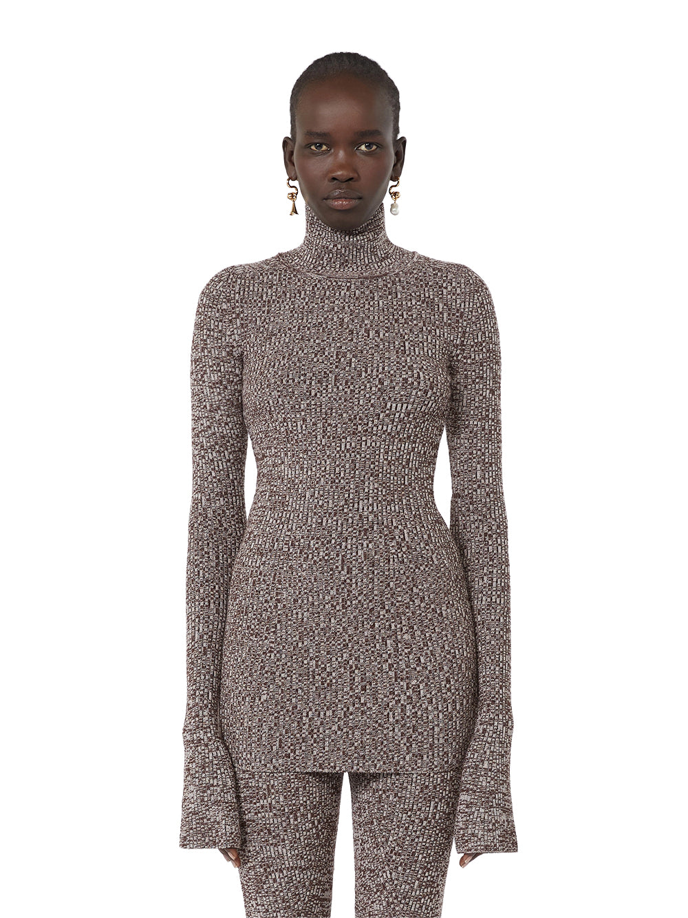 SPORTMAX-MAGLIA IN LANA STRETCH-SPXBOUQUET CIOCCOLATO