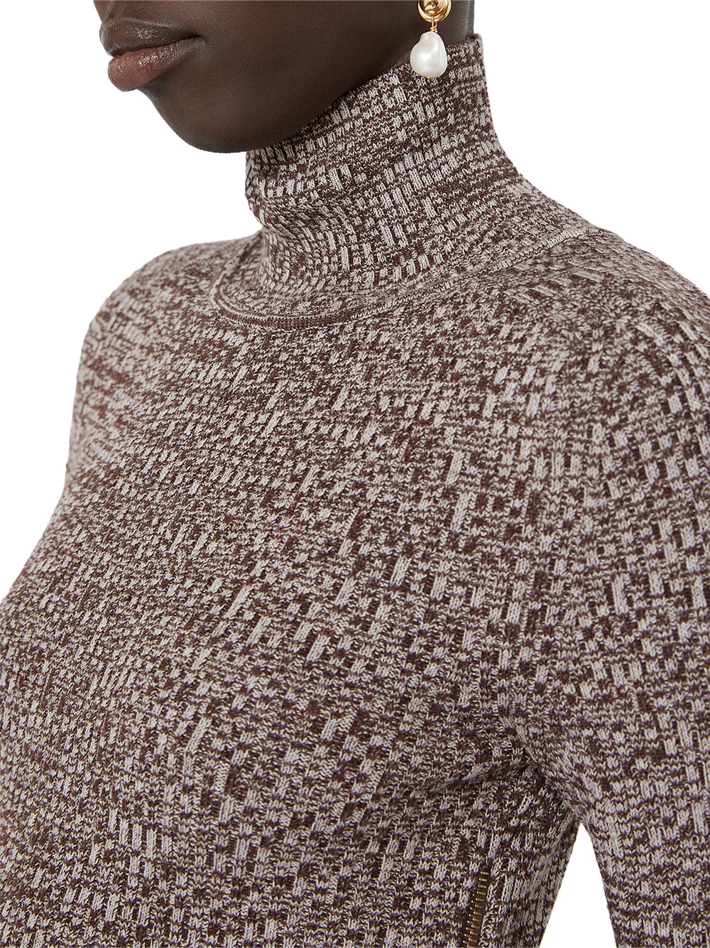 SPORTMAX-MAGLIA IN LANA STRETCH-SPXBOUQUET CIOCCOLATO