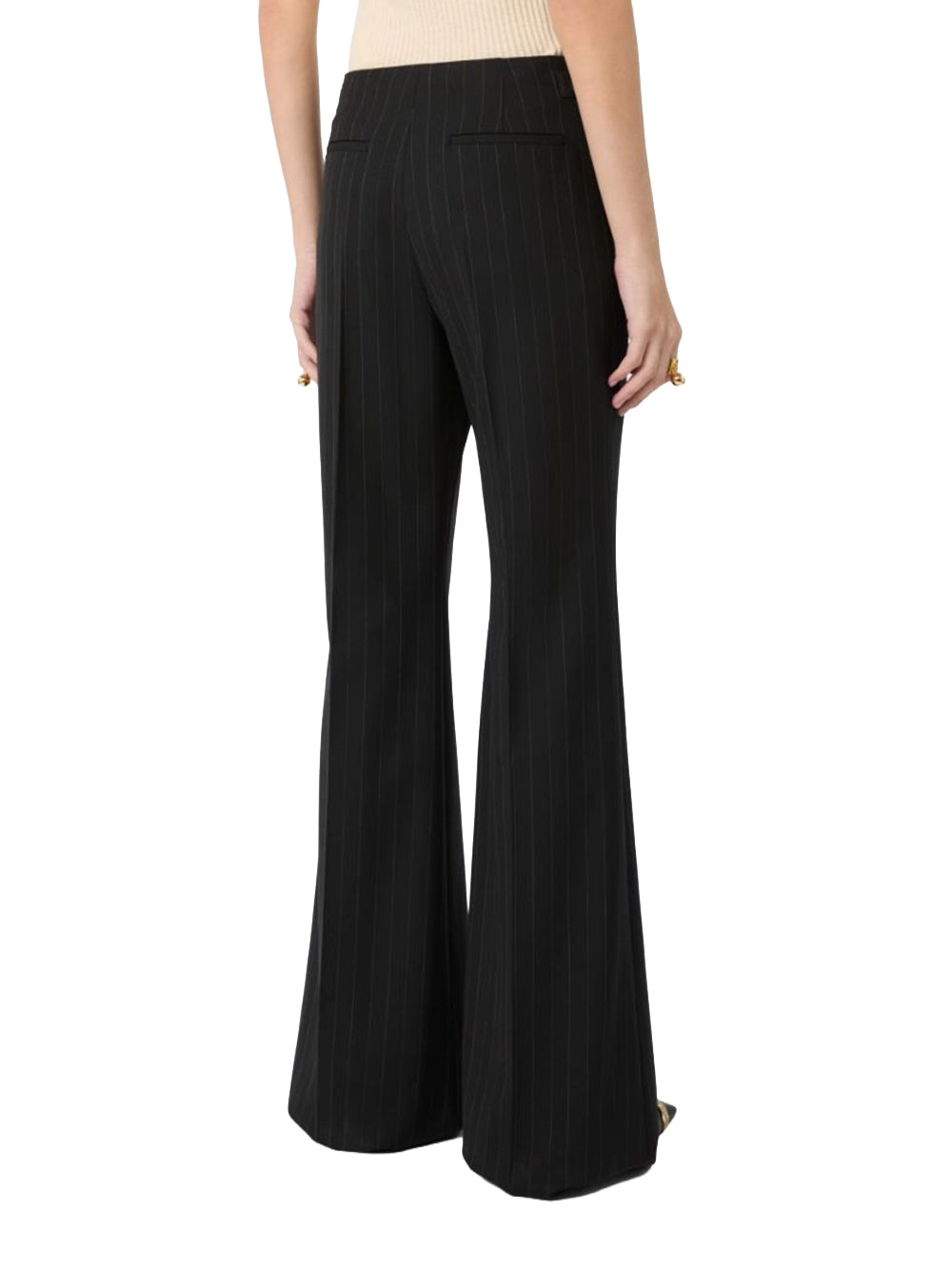 SPORTMAX-PANTALONE FLARE GESSATO-SPXALCAMO 002 GESSATO