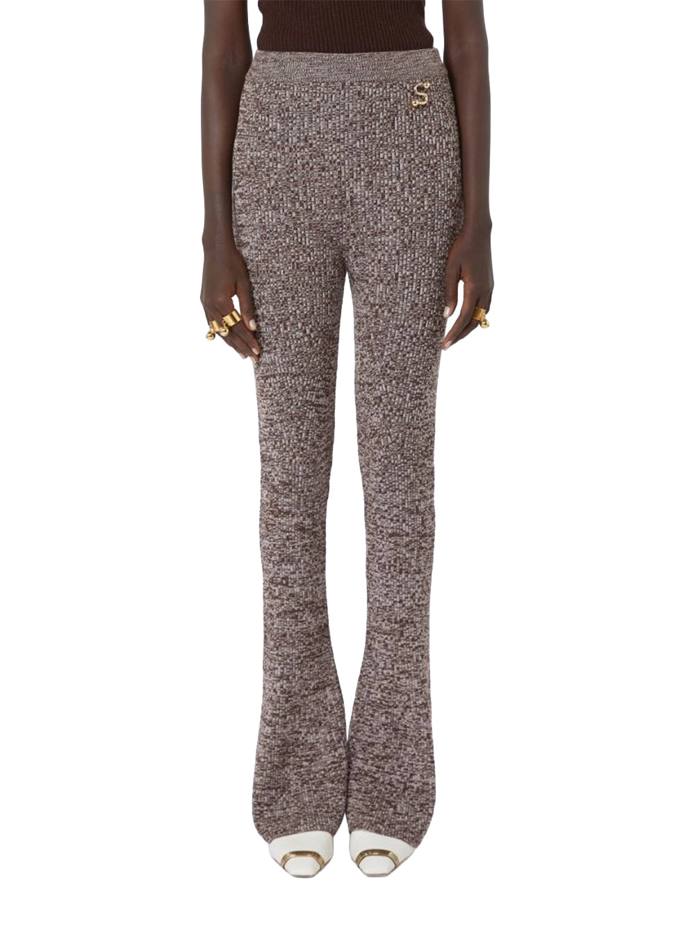 SPORTMAX-PANTALONE MAGLIA FLARE-SPXVELO CIOCCOLATO