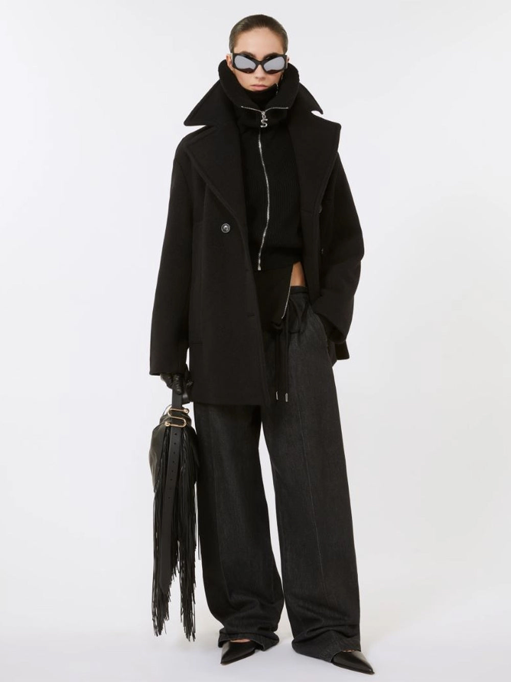 SPORTMAX-TABELLA PEACOAT-2522086012600 004 NERO