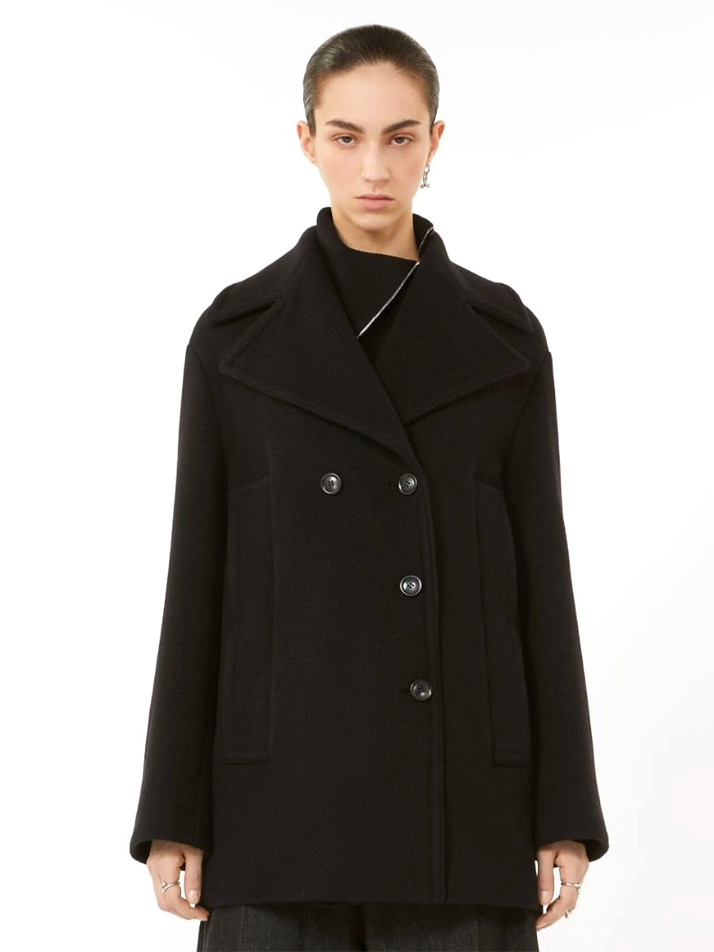 SPORTMAX-TABELLA PEACOAT-2522086012600 004 NERO