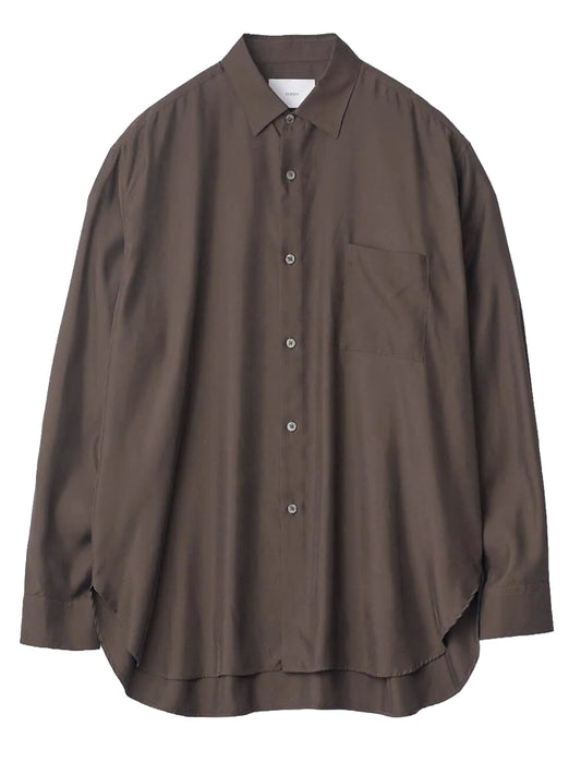 SSSTEIN-CUPRO TWILL OVERSIZED LS SHIRT-ST 1459 DARK BROWN