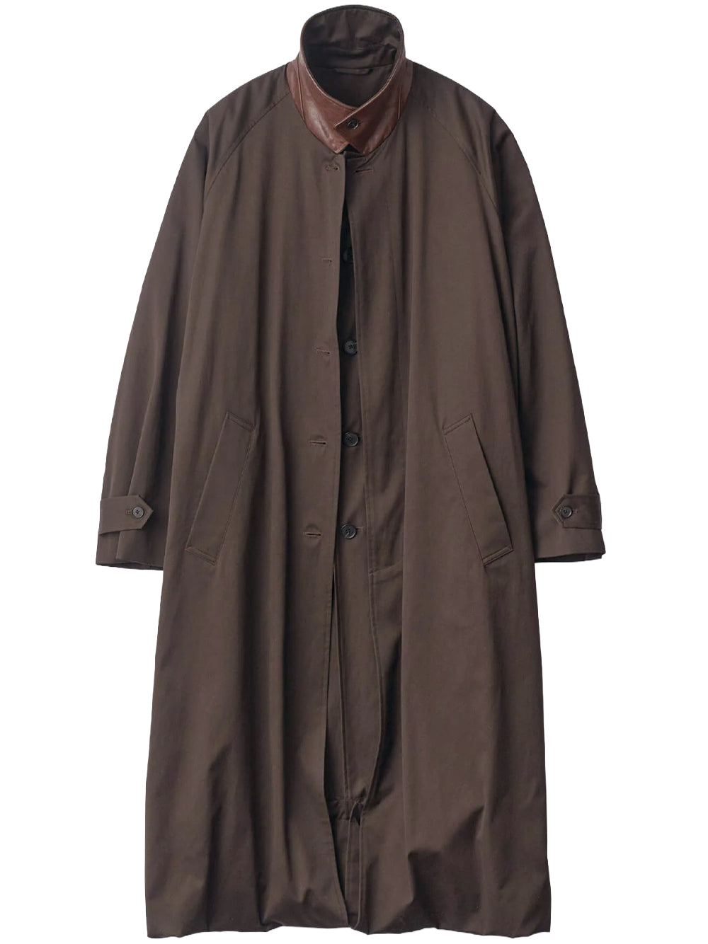 SSSTEIN-OVERSIZED LAYERED COMBINATION COAT-ST 1373 DARK BROWN