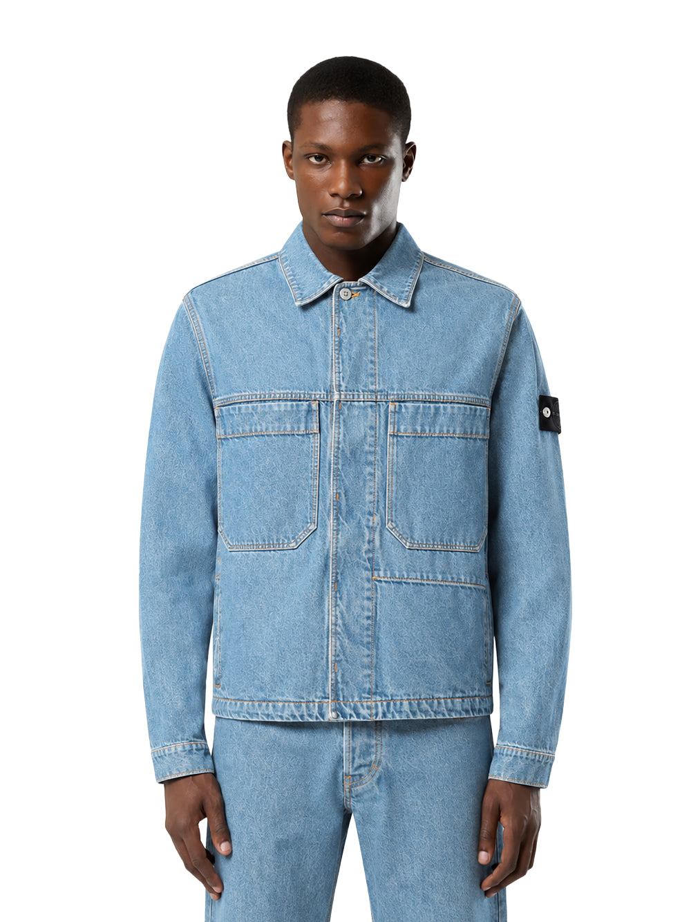 STONE ISLAND-DENIM BIKER JACKET-L2S144100006S0J33 VJ204 BLUE LIGHT WASH