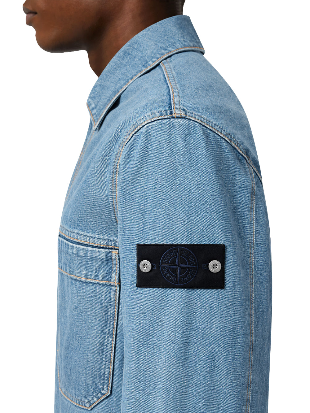 STONE ISLAND-DENIM BIKER JACKET-L2S144100006S0J33 VJ204 BLUE LIGHT WASH
