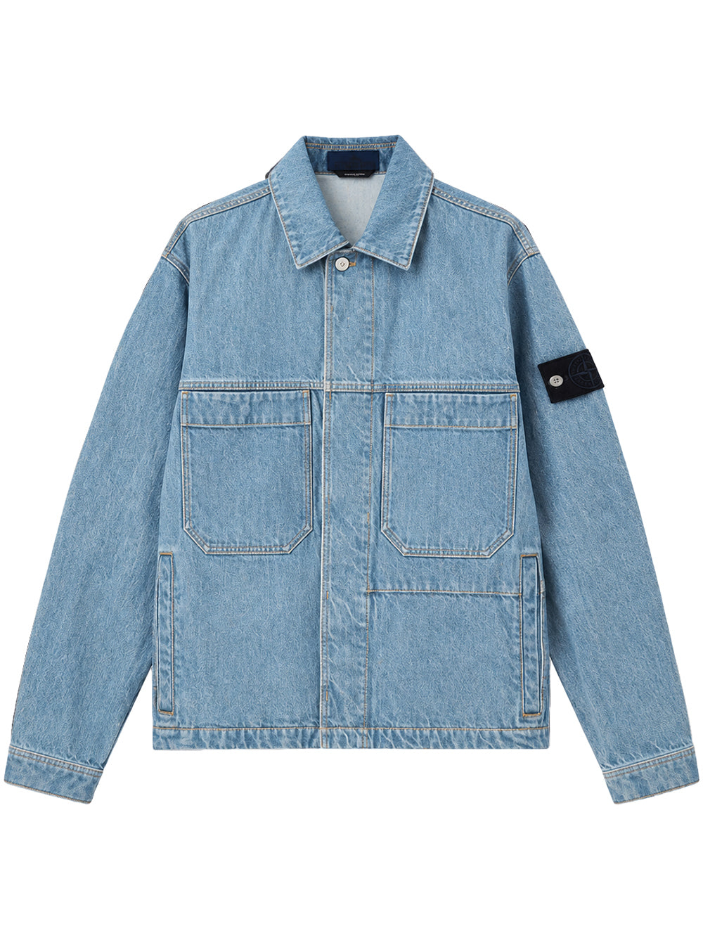 STONE ISLAND-DENIM BIKER JACKET-L2S144100006S0J33 VJ204 BLUE LIGHT WASH