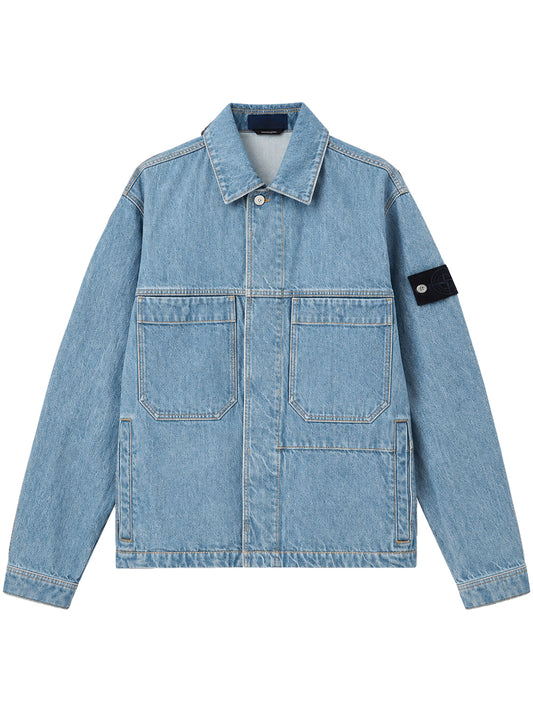STONE ISLAND-DENIM BIKER JACKET-L2S144100006S0J33 VJ204 BLUE LIGHT WASH