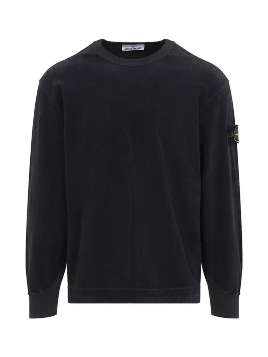 STONE ISLAND-FELPA GIROCOLLO VELLUTO A COSTE-L2S156100030S0444 V0062 LEAD GREY