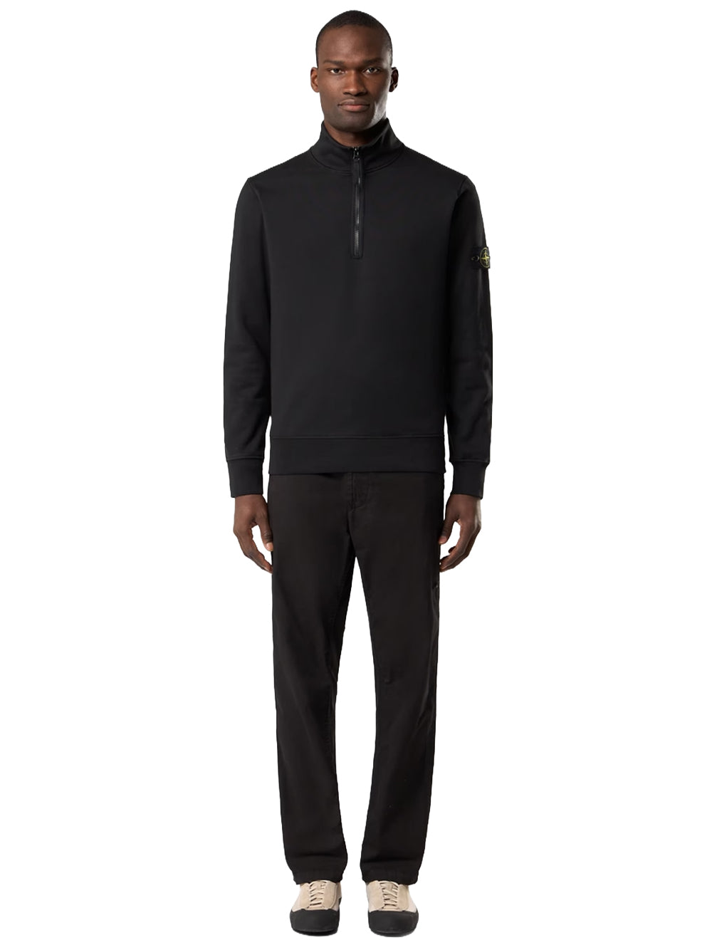 STONE ISLAND-FELPA HALF ZIP-L2S156100070S0051 V0029 BLACK