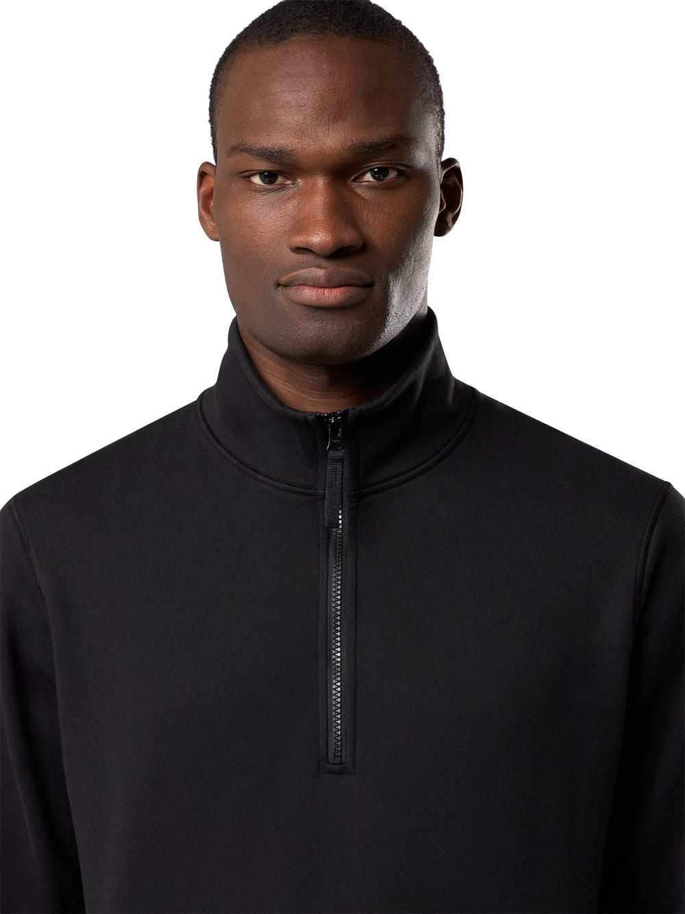 STONE ISLAND-FELPA HALF ZIP-L2S156100070S0051 V0029 BLACK