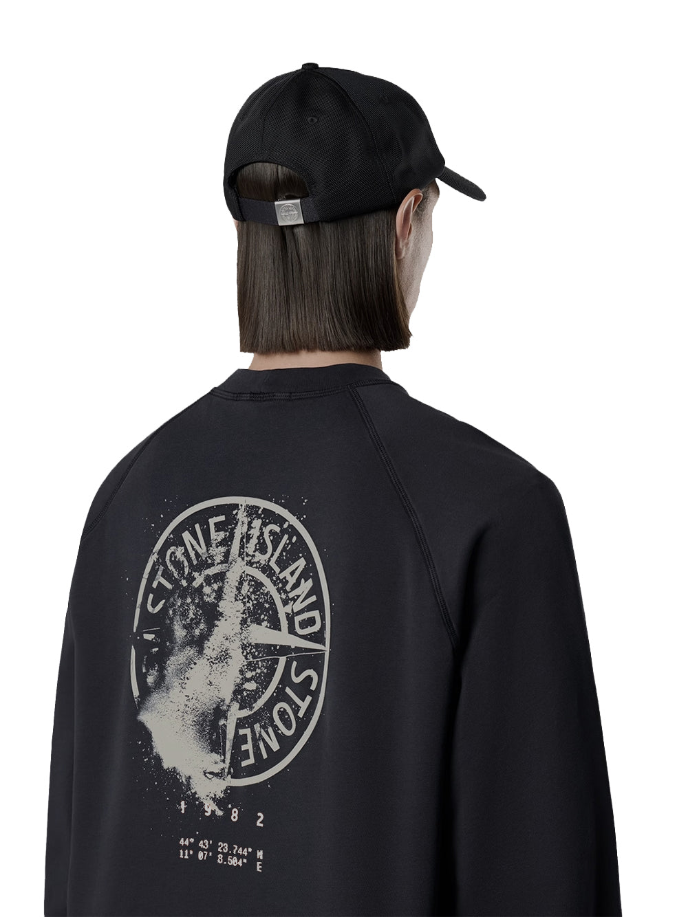 STONE ISLAND-FELPA STAMPA COMPASS-L2S156100008S0466 V0029 BLACK