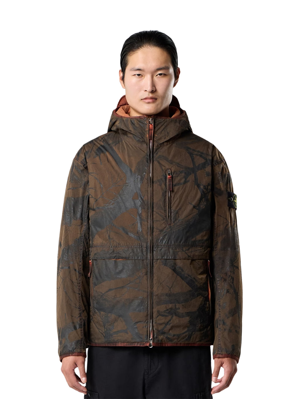 STONE ISLAND-GIACCA CON CAPPUCCIO LASER PRINT-L2S154100044S0E16 V0015 BRICK RED