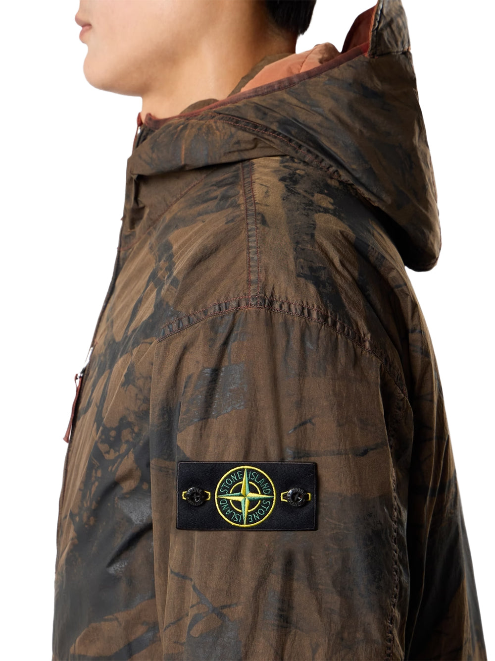 STONE ISLAND-GIACCA CON CAPPUCCIO LASER PRINT-L2S154100044S0E16 V0015 BRICK RED