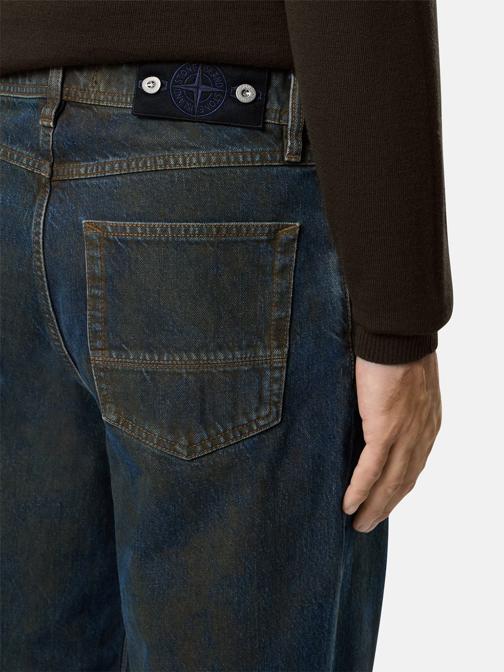 STONE ISLAND-LASER PIGMENT DENIM PANT LOOSE FIT-L2S14J100006S0J40 VJ229 BLUE BLACK