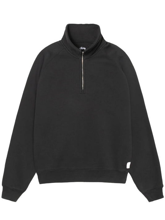 STUSSY-FLEECE RAGLAN ZIP MOCK-118573 0034 WASHED BLACK