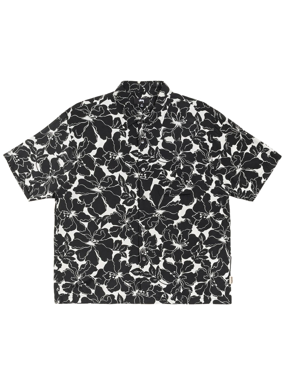 STUSSY-FLORAL HAWAIIAN SHIRT-1110386 0001 BLACK