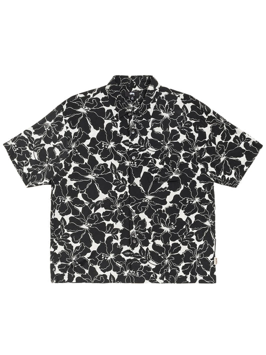 STUSSY-FLORAL HAWAIIAN SHIRT-1110386 0001 BLACK