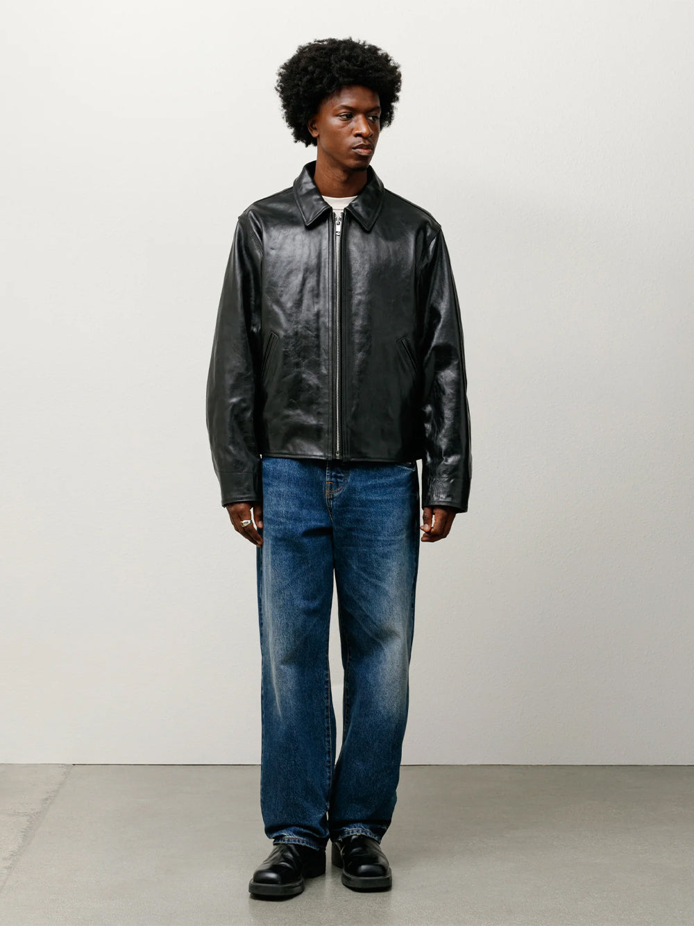 STUSSY-GARAGE JACKET LEATHER-115830 0001 BLACK