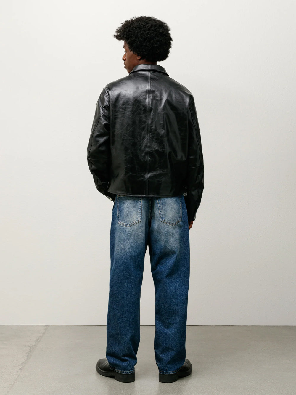 STUSSY-GARAGE JACKET LEATHER-115830 0001 BLACK