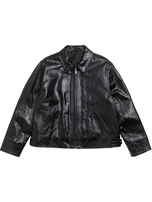 STUSSY-GARAGE JACKET LEATHER-115830 0001 BLACK