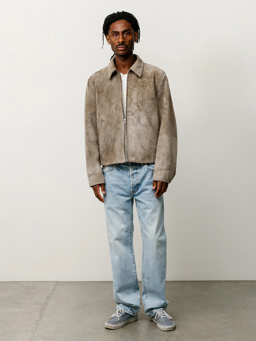 STUSSY-GARAGE JACKET LEATHER-115948 0571 SUEDE