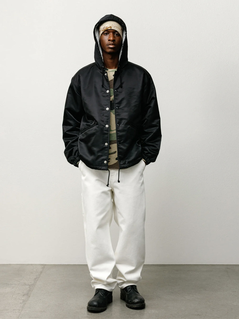 STUSSY-HOODED COACHES JACKET-115909 0001 BLACK