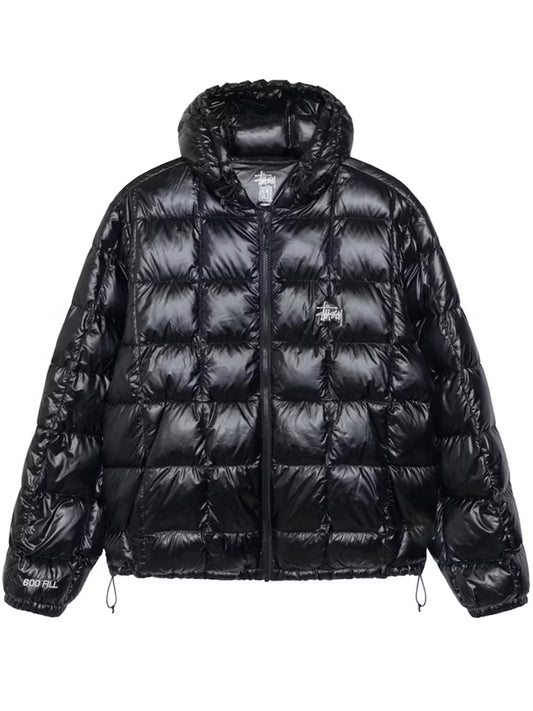 STUSSY-MIDWEIGHT HOODED PUFFER-115856 0001 BLACK