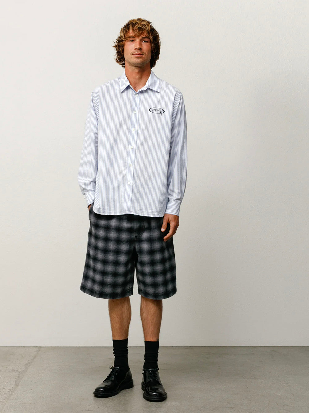STUSSY-PLAID BEACH SHORT-112348 0001 BLACK